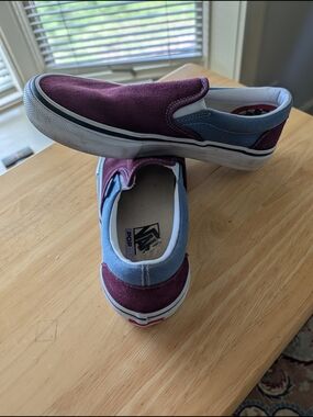 Vans Slip-On Loafers - Burgundy and Light Blue